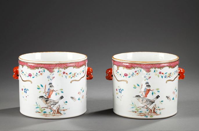Pair of coolers Chinese Export  &quot;Famille rose &quot; porcelain - Qianlong period | MasterArt
